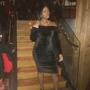 Long sleeve Velvet off the shoulders dress